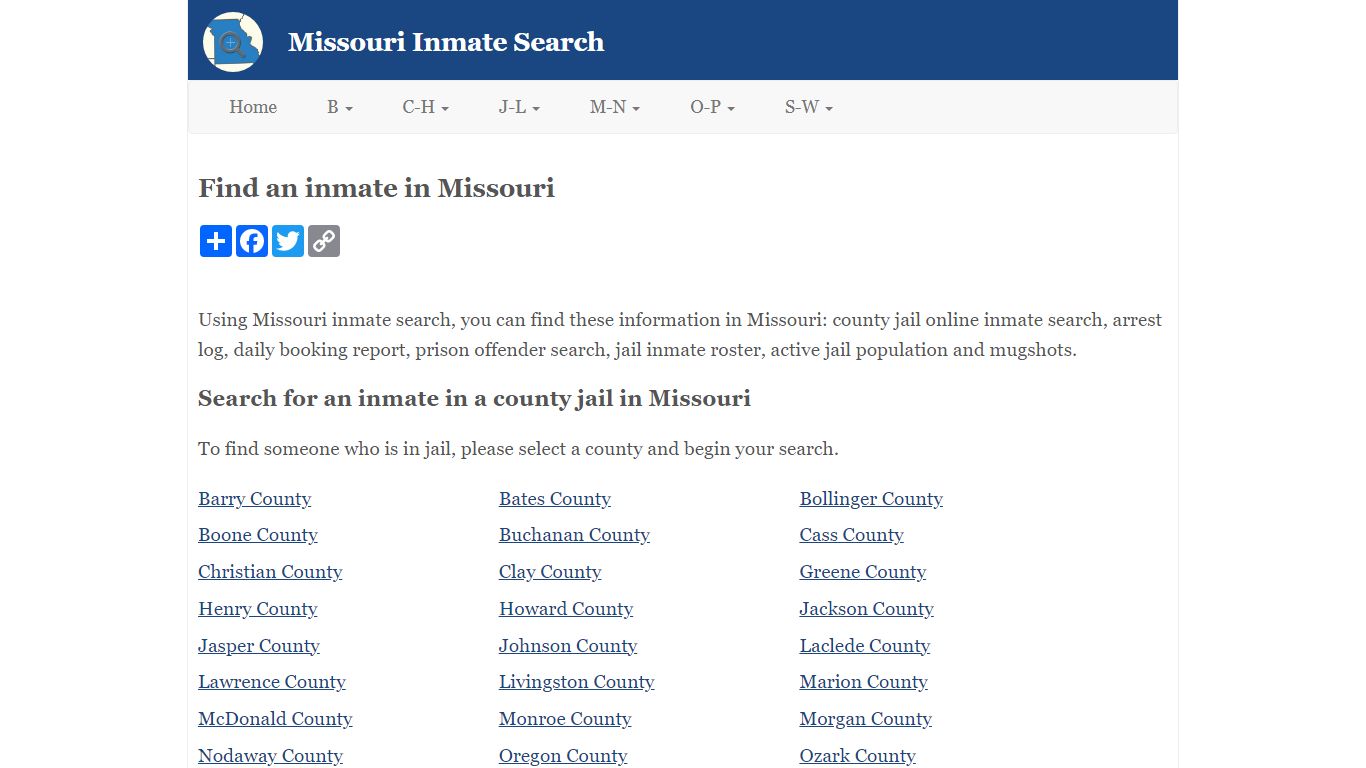 Missouri Inmate Search