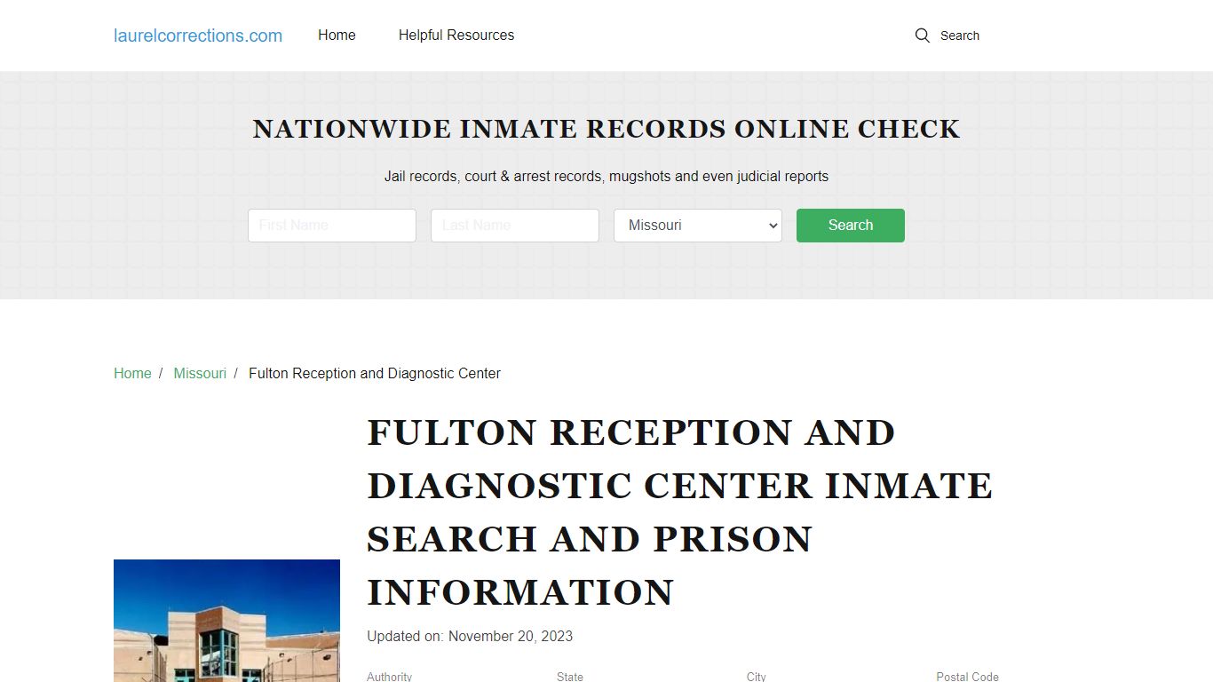 Fulton Reception and Diagnostic Center Inmate Search, Visitation, Contacts
